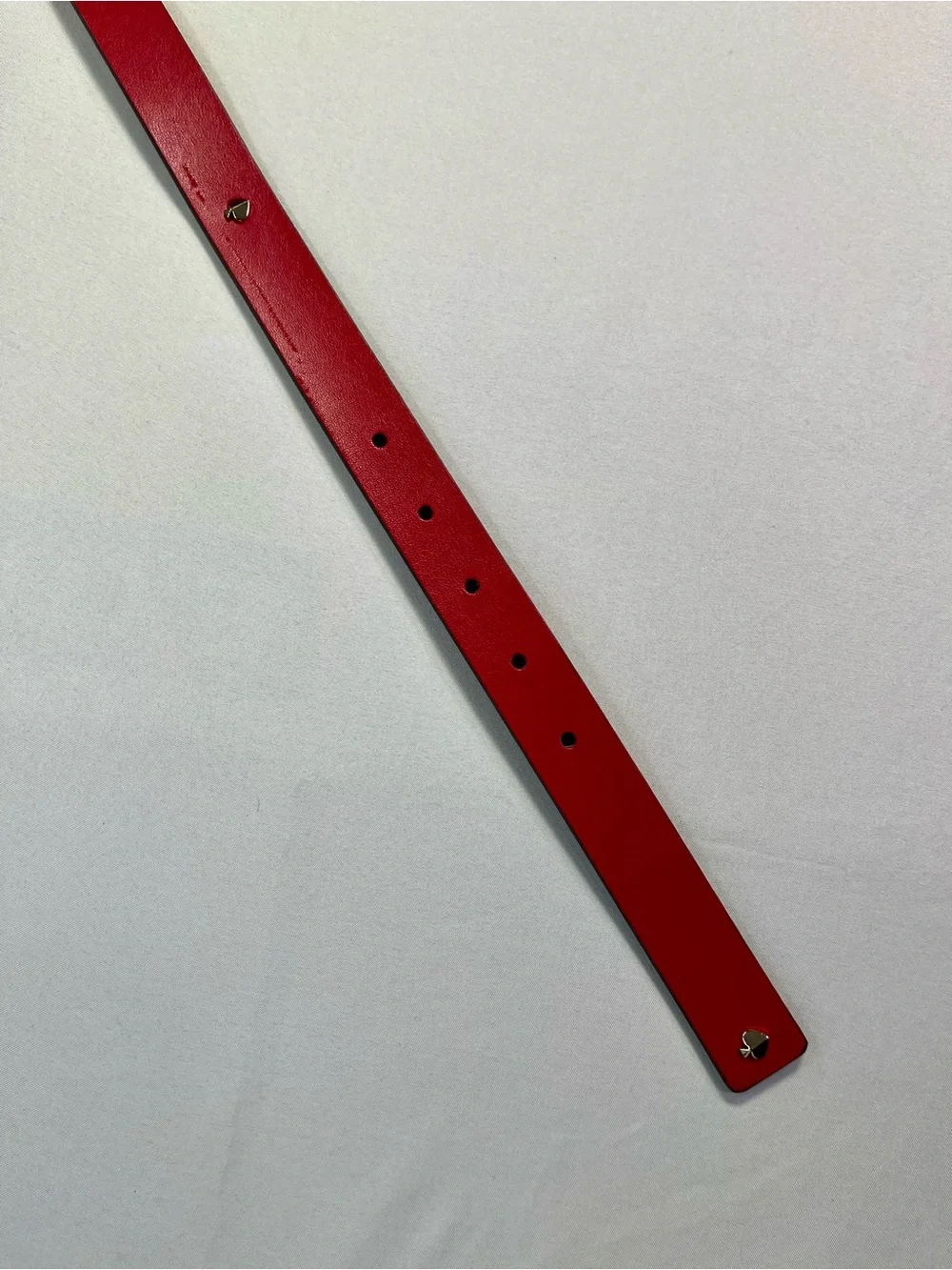 Kate Spade Women’s Red Leather  Gold Toned Square Buckle Heart Shaped Rivets - L